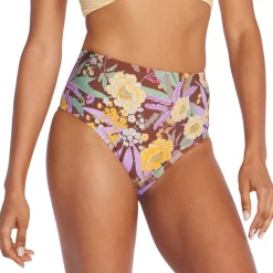 Two Pieces-Speedo Print High Waist Bottom Brown