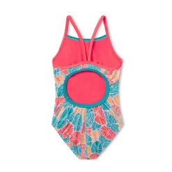 Girls Training|Girls Swimwear-Speedo Print Propel Back One Piece Blue Pink Orange