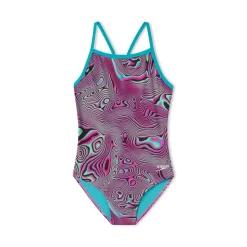 Girls Training|Girls Swimwear-Speedo Print Propel Back One Piece Hyper Violet