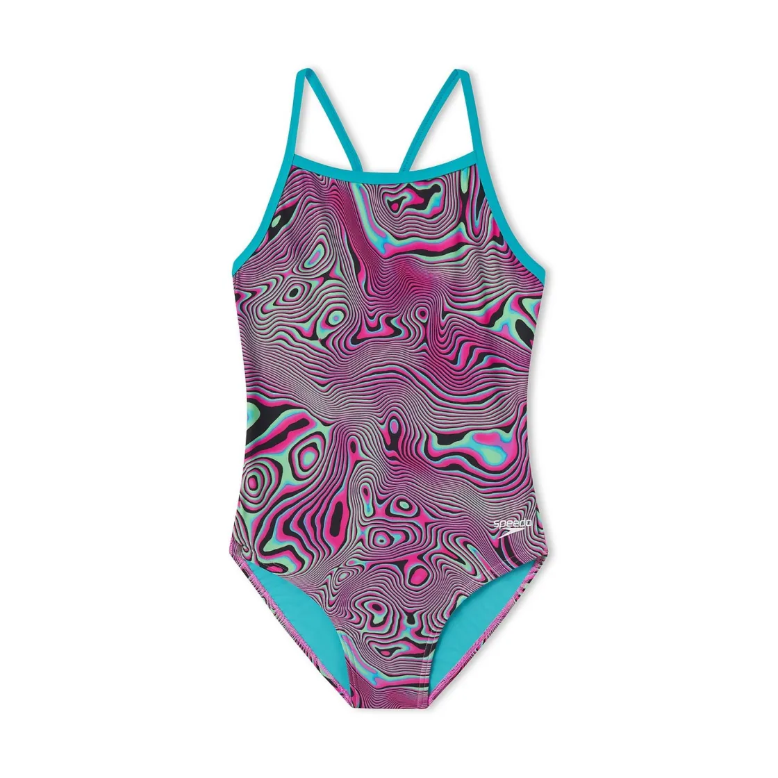 Girls Training|Girls Swimwear-Speedo Print Propel Back One Piece Hyper Violet
