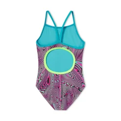 Girls Training|Girls Swimwear-Speedo Print Propel Back One Piece Hyper Violet