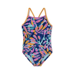 Girls Training|Girls Swimwear-Speedo Print Propel Back One Piece Cobalt Blue
