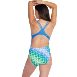 Fitness|One Pieces-Speedo Print Quantum Splice One Piece Aqua Blue