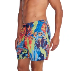 Swim Trunks & Boardshorts-Speedo Print Redondo Edge Volley 14" Blue Yellow Red
