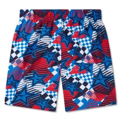 Boys Swimwear-Speedo Print Redondo Volley 15" White