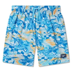Boys Swimwear-Speedo Print Redondo Volley 15" Tranquil Blue
