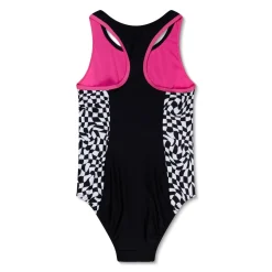 Girls Training|Girls Swimwear-Speedo Print Spliced Racerback One Piece Speedo Black