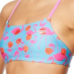 Two Pieces-Speedo Print Strappy Bikini Top Blue