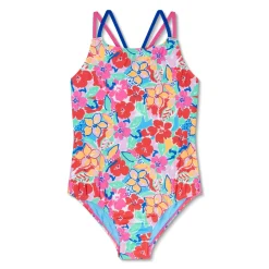 Girls Training|Girls Swimwear-Speedo Print Strappy One Piece Tranquil Blue