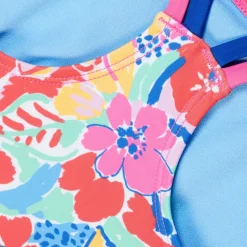 Girls Training|Girls Swimwear-Speedo Print Strappy One Piece Tranquil Blue