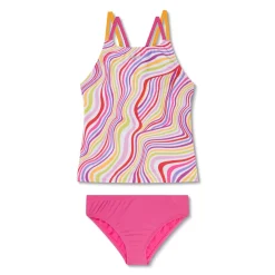 Girls Swimwear-Speedo Print Tankini Set Flare Pink