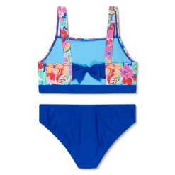 Girls Swimwear-Speedo Print Tie Back 2 Pc Cobalt Blue