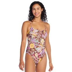 Fitness|One Pieces-Speedo Printed Bandeau One Piece Brown