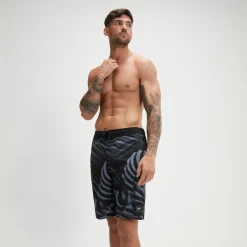Swim Trunks & Boardshorts-Speedo Printed Bondi Basin Boardshort 20" Rock Grey
