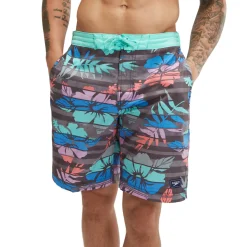 Swim Trunks & Boardshorts-Speedo Printed Bondi Basin Boardshort 20" Grey Blue