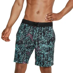 Swim Trunks & Boardshorts-Speedo Printed Bondi Basin Boardshort 18" Black Blue White