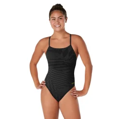 Racing|One Pieces-Speedo Printed Dbl X Back One Piece Anthracite