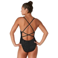 Racing|One Pieces-Speedo Printed Dbl X Back One Piece Anthracite