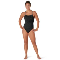 Racing|One Pieces-Speedo Printed Dbl X Back One Piece Anthracite