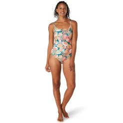 Recreation|Fitness-Speedo Printed Double Cross Back One Piece Deep Lake Blue