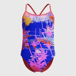 Girls Training|Girls Swimwear-Speedo Printed Double X Back One Piece