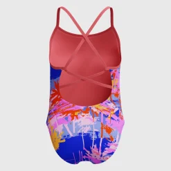 Girls Training|Girls Swimwear-Speedo Printed Double X Back One Piece