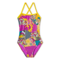 Racing|One Pieces-Speedo Printed Double X Back One Piece Neon Violet