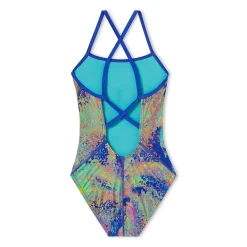 Racing|One Pieces-Speedo Printed Double X Back One Piece Cosmic Blue