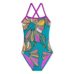 Racing|One Pieces-Speedo Printed Double X Back One Piece Mystic Blue