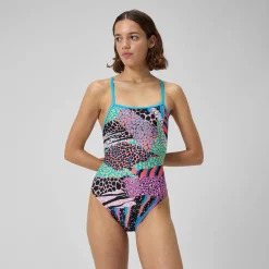 Training|One Pieces-Speedo Printed Double X Back One Piece Montage Mayhem