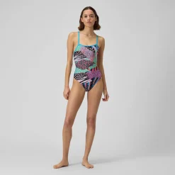 Training|One Pieces-Speedo Printed Double X Back One Piece Montage Mayhem