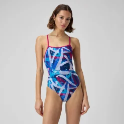 Training|One Pieces-Speedo Printed Double X Back One Piece Paint Splash-Magenta Haze