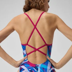 Training|One Pieces-Speedo Printed Double X Back One Piece Paint Splash-Magenta Haze