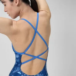 Training|One Pieces-Speedo Printed Double X Back One Piece Booms and Bolts Blue