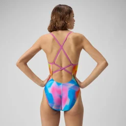 Training|One Pieces-Speedo Printed Double X Back One Piece Acid Rain