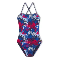 Racing|One Pieces-Speedo Printed Double X Back One Piece Cobalt Blue
