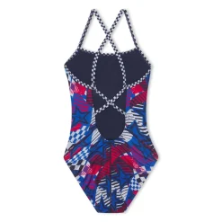 Racing|One Pieces-Speedo Printed Double X Back One Piece Cobalt Blue