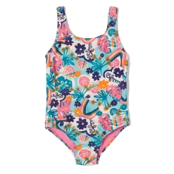 Girls Training|Girls Swimwear-Speedo Printed Elastic Back One Piece Pink Blue