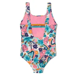 Girls Training|Girls Swimwear-Speedo Printed Elastic Back One Piece Pink Blue