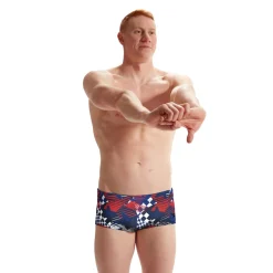 Briefs-Speedo Printed Euro Brief Blue Red