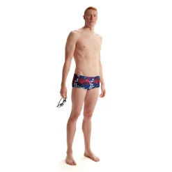 Briefs-Speedo Printed Euro Brief Blue Red