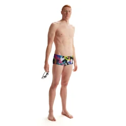 Briefs-Speedo Printed Euro Brief Blue Pink Yellow