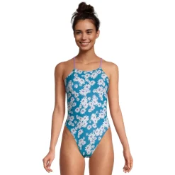Fitness|Training-Speedo Printed Fixed Back One Piece Blue