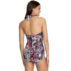 One Pieces|Fitness-Speedo Printed Halter One Piece Fuchsia