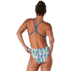 Fitness|Training-Speedo Printed One Back One Piece Cadet Blue