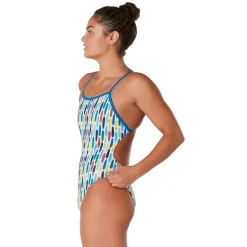 Fitness|Training-Speedo Printed One Back One Piece Cadet Blue