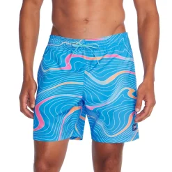 Swim Trunks & Boardshorts-Speedo Printed Redondo Edge Volley 17" Blue