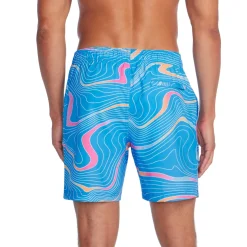 Swim Trunks & Boardshorts-Speedo Printed Redondo Edge Volley 17" Blue
