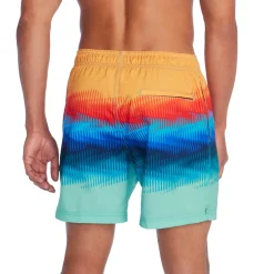 Swim Trunks & Boardshorts-Speedo Printed Redondo Edge Volley 17" Orange Blue