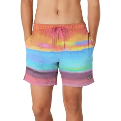 Swim Trunks & Boardshorts-Speedo Printed Redondo Edge Volley Blue Pink Orange